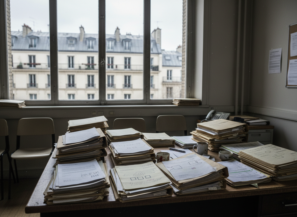 Bureau de demande de logement social en France, ambiance documentaire